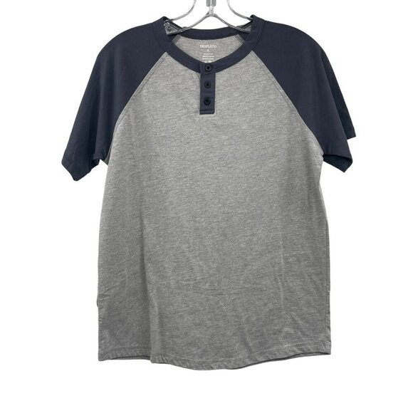 Desplato Other - Desplato Men's Henley T-Shirt Gray/Blue Size Small